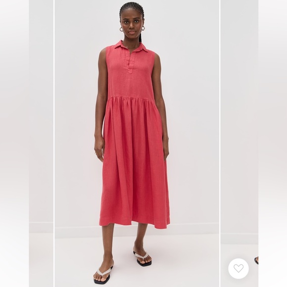 Frank & Eileen Daphne Sleeveless Popover Dress in Summer Red Sz XS Washed Linen - Picture 14 of 16